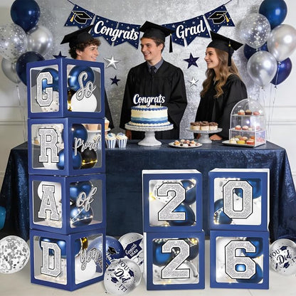 Navy Blue and Silver Graduation Decorations 2026 - Image 7