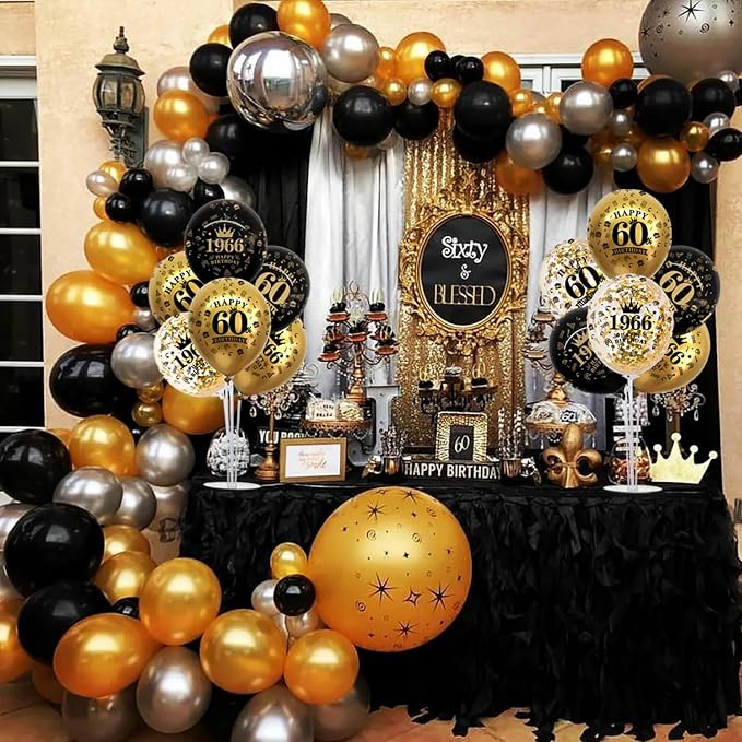 TONIFUL 4 Set 50th Birthday Decor Printed 1976 Black Gold Balloon Stand | - Image 6