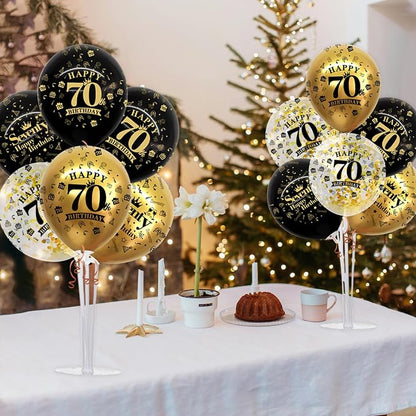 TONIFUL 4 Set Black Gold 70 Printed Balloon Stands - Image 5