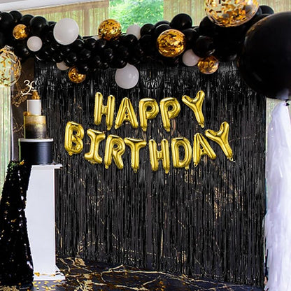 2 Pack Black Party Streamers Backdrop Tinsel Foil Fringe Curtains Halloween - Image 6