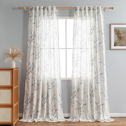 MYSKY HOME Sheer Floral Curtains - Image 2