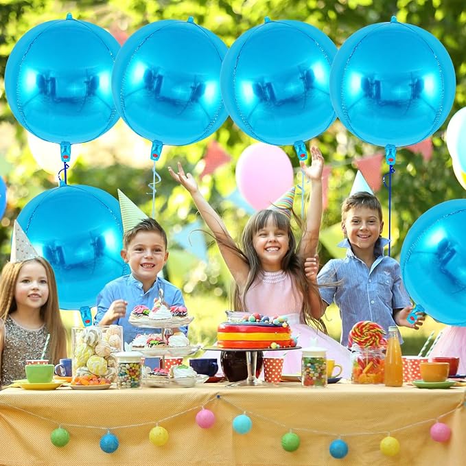 Metallic Blue Balloons, 22 Inch Large Sphere Round Balloons - Image 6