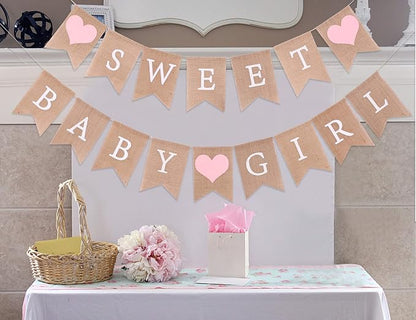 Sweet Baby Girl Burlap Banner - Image 4