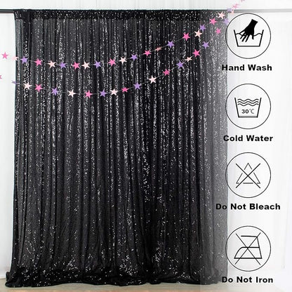 ShinyBeauty 4FTx8FT Black Sequin Backdrop, Sequin Photo Booth Backdrop - Image 8