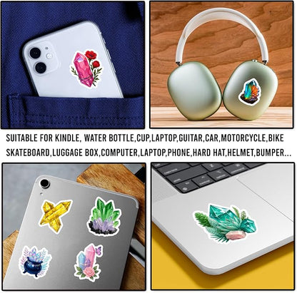 50 Pcs Crystal Stickers Spiritual Crystals Vinyl Decal Waterproof Boho Gemstone - Image 4