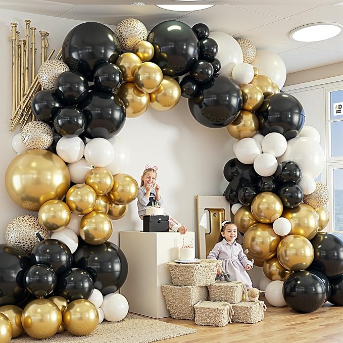 412Pcs Black and Gold Balloons, 18 12 10 5 Inch Different Size Black White - Image 5