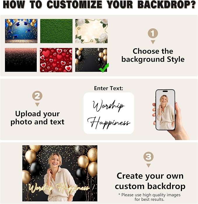 Custom Backdrop Personalized 8x6 Ft, Customized Photo Backdrop Banner - Image 2