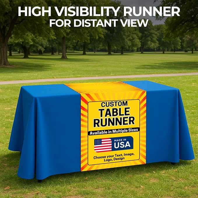 DC Custom Table Runner with Business Logo, Table Vendor Display Made in USA | - Image 4