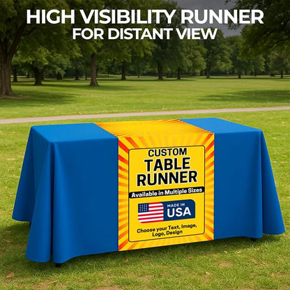 DC Custom Table Runner with Business Logo, Table Vendor Display Made in USA | - Image 4
