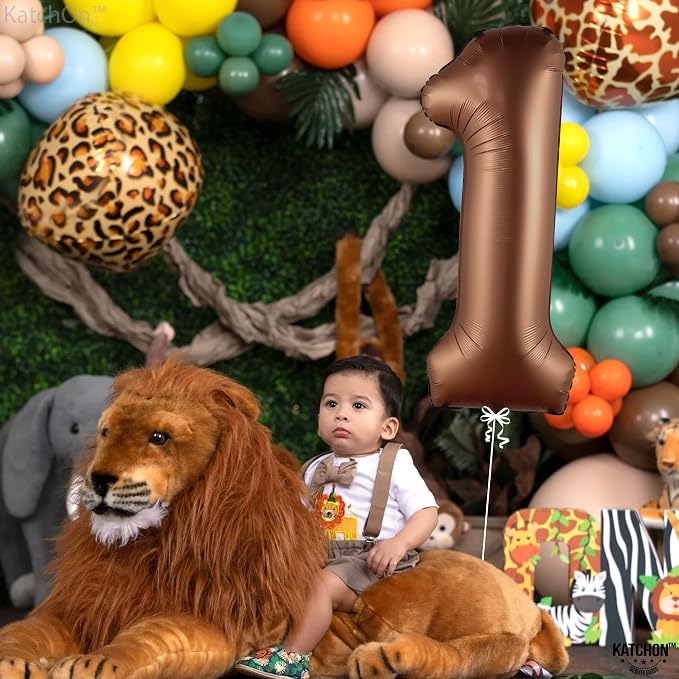 KatchOn Number 1 Balloon For 1st Birthday Decorations, 40 Inch | Foil Brown One - Image 5