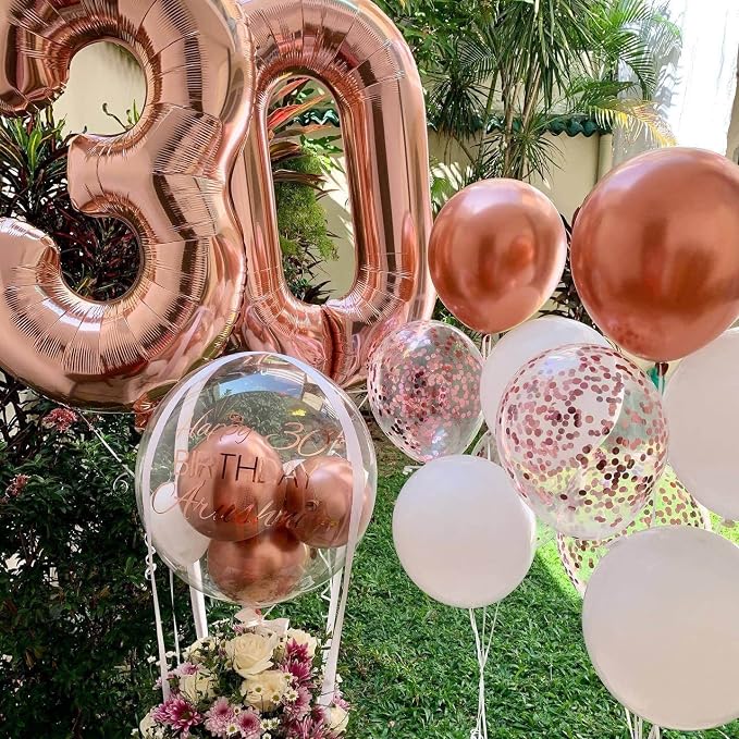 40 Inch Rose Gold 30 Number Balloons Giant Jumbo Huge 30 Foil Mylar Helium - Image 3