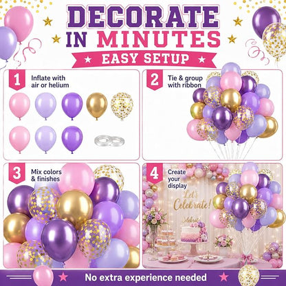 Pink and Purple Balloons, Metallic Purple, Women Girls Baby Bridal Showers - Image 8