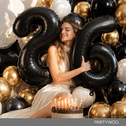 PartyWoo Number Balloons 40 Inch Black Number 6 Kit 25pcs - Image 8