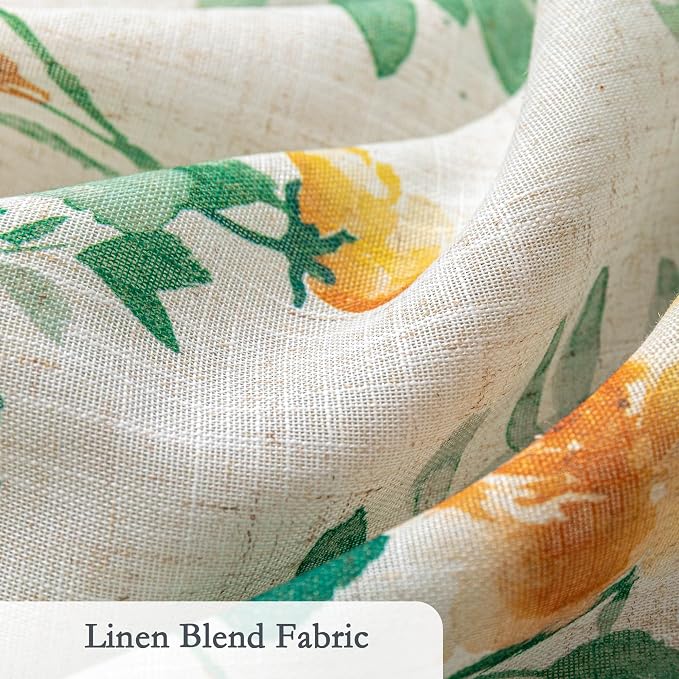 MYSKY HOME Floral Kitchen Curtains 30 Inches Linen Tier Curtains Farmhouse - Image 6