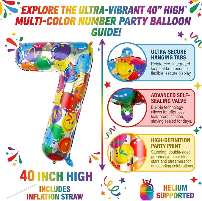 40 Inch Number 17 Balloon Set Large Foil Balloons - Image 2