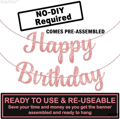 KatchOn Glitter Cursive Happy Birthday Banner 10 Ft, Birthday Decorations | - Image 4