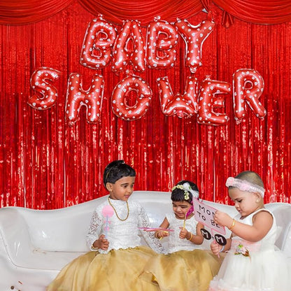5 Pack Red Streamers Party Backdrop Christmas Decorations Foil Fringe Backdrop - Image 6
