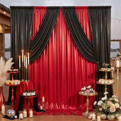 20ft x 10ft Red Black Sequin Backdrop Curtain - Image 8