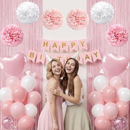 Pink and White Happy Birthday Party Decorations - Image 4