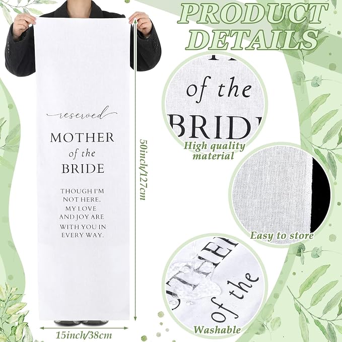 HunnmingRe Mother of the Bride Wedding Memorial Reserved Chair Sign Banner in - Image 2