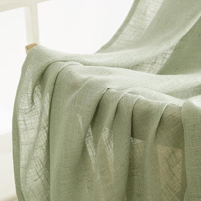 MIULEE Sage Green Linen Curtains 37x84 Inch Length - Image 6
