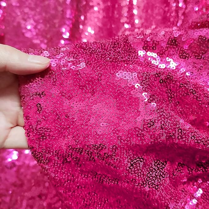 Poise3EHome Sequin Backdrop Curtain, 10Ft x 10Ft Hot Pink Glitter Photography - Image 4