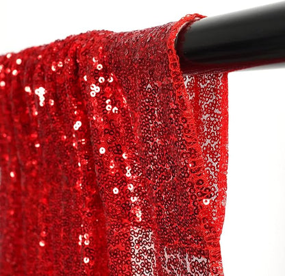 Poise3EHome 2Pcs 2Ft x 8Ft Red Sequin Backdrop Curtains, Glitter Photography - Image 4