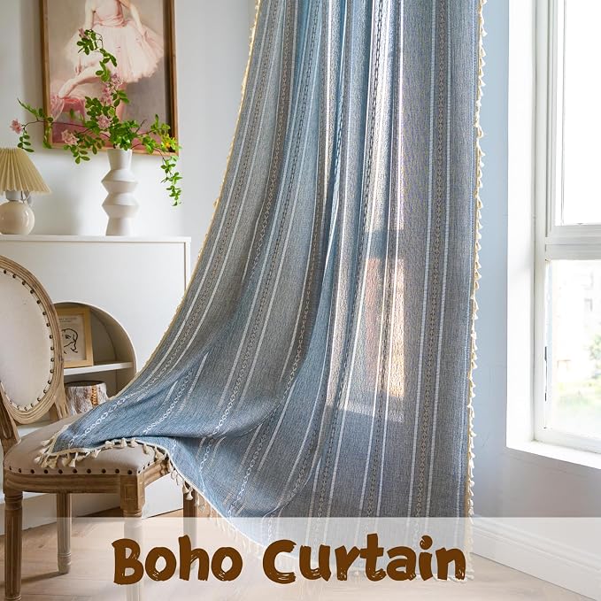 Sutuo Home Boho Curtains for Living Room 90 Inches Long, Semi-Blackout French - Image 7