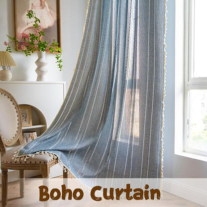 Sutuo Home Boho Curtains for Living Room 90 Inches Long, Semi-Blackout French - Image 7