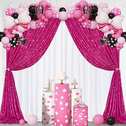 Hot Pink Sequin Backdrop Curtain Panels Stage 2 Pcs 5FTx10FT Wedding Party - Image 6