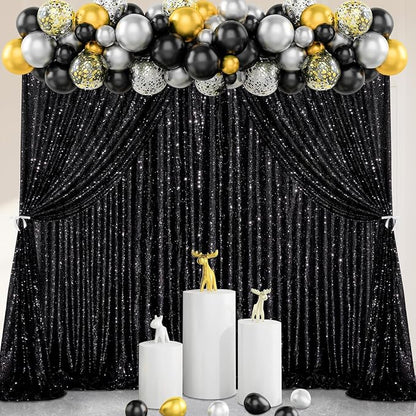 Black Backdrop Curtains 2 Pcs 5FTx10FT Sequin Party Curtains Seamless Background - Image 3