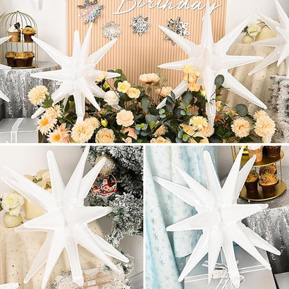9Pcs White Star Balloons, Large Explosion Star Foil Balloons, Cone Mylar Spike - Image 6