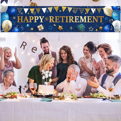 Blulu 2026 Retirement Banner Sign Horizontal Large Fabric Retirement Yard Sign - Image 7