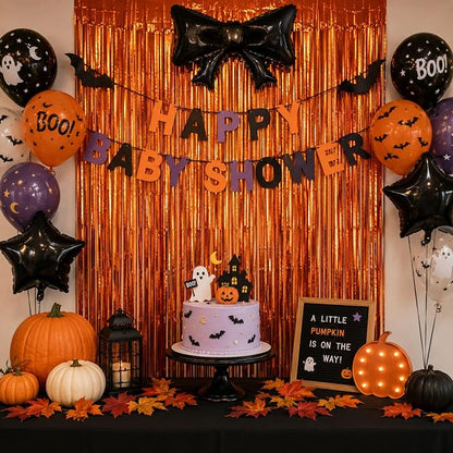 Matte Orange Foil Fringe Curtains Backdrop Party Decorations 4 PCS | 3.3 x 6.6 - Image 6
