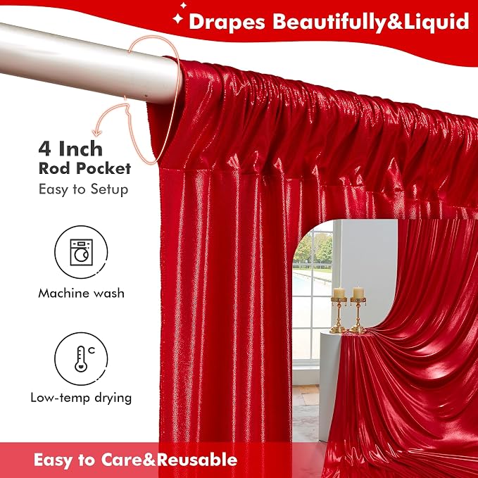 30x10ft Shimmer Red Sequin Backdrop Curtain - Image 7