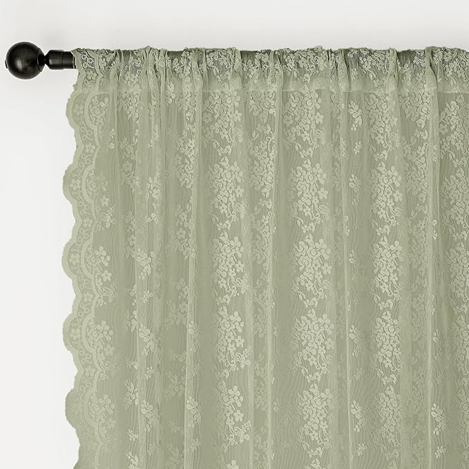 Anmao Vintage Lace Curtains 72 Inches Long 2 Panels Set, Romantic Elegant Light - Image 6
