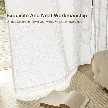 Anmao White Semi Sheer Light Filtering Curtains 54 Inches Long 2 Panels - Image 7