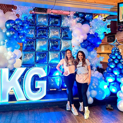 Blue Silver Square Foil Balloon Wall - Image 4