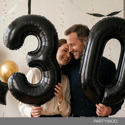 PartyWoo Number Balloons 40 Inch Black Number 30 Kit 33pcs - Image 9