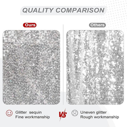 PartyDelight Silver Sequin Backdrop 20x10ft Sparkly Photo Curtain | 4 Inch Rod - Image 4
