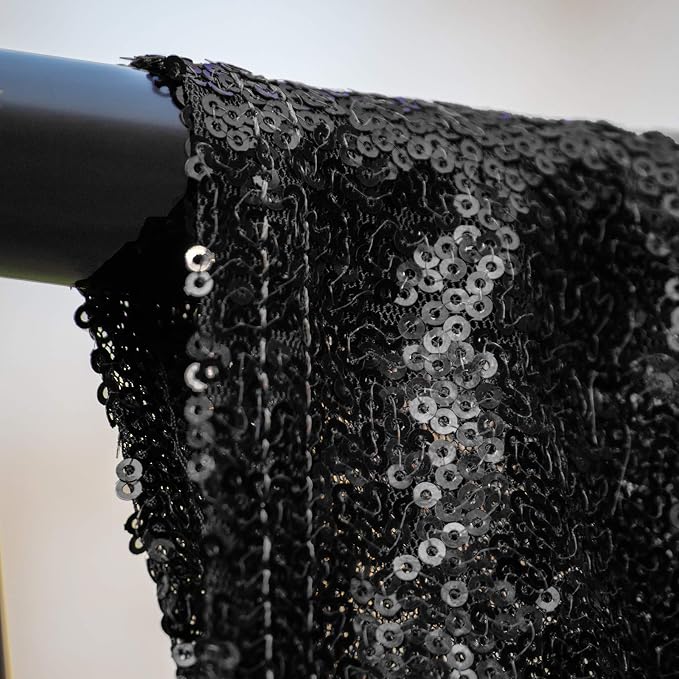 JYFLZQ Black Sequin Backdrop Curtains 4ft x 6.5ft 1 Panel Glitter Photo Booth - Image 4