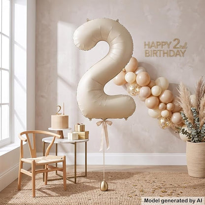 40 Inch Cream Foil Number 2 Balloon - Image 4