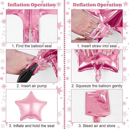 14pcs Pink Blue Star Balloons, Mixed Star Foil Balloon, 22Inch Explosion Stars - Image 6