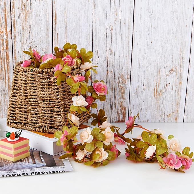 Artificial Flower Garland 6pcs 8.2ft Rose Vine Decor, Champagne Pink Flower | - Image 8