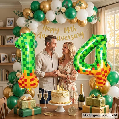 40 Inch Pixel Foil Number 14 Balloon - Image 6