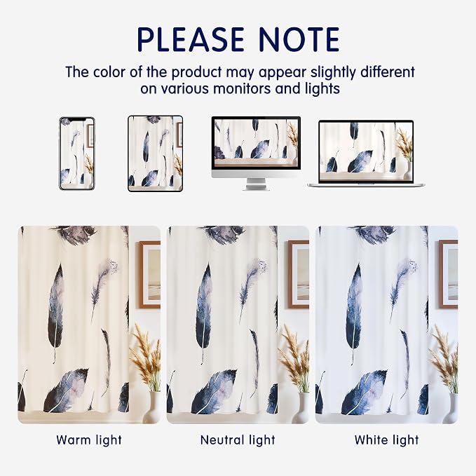 SUBRTEX Boho Leaf Printed Curtains 95 inch Long 2 Panels, Room Darkening - Image 7