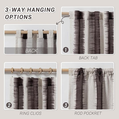 MYSKY HOME Bedroom Curtains Linen Textured Semi Sheer Curtains 63 Inch Length - Image 3