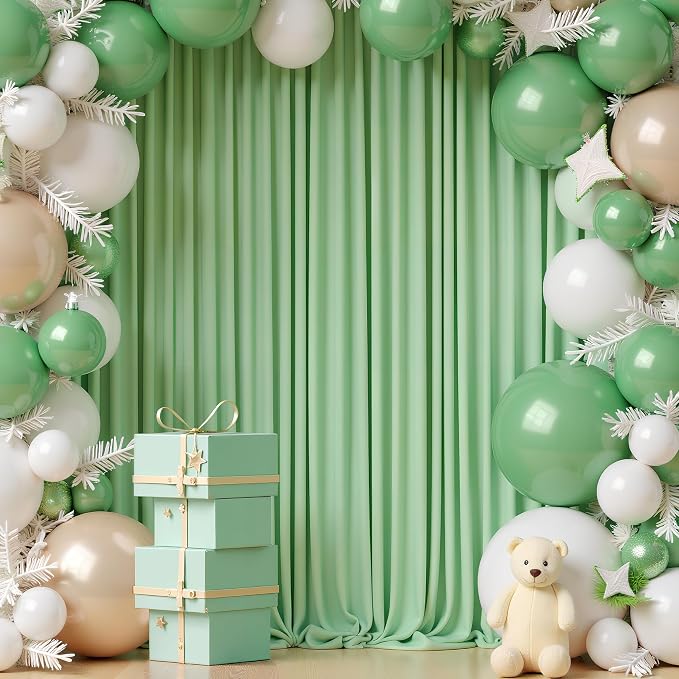 Sage Green Backdrop Curtain Drapes - Image 3