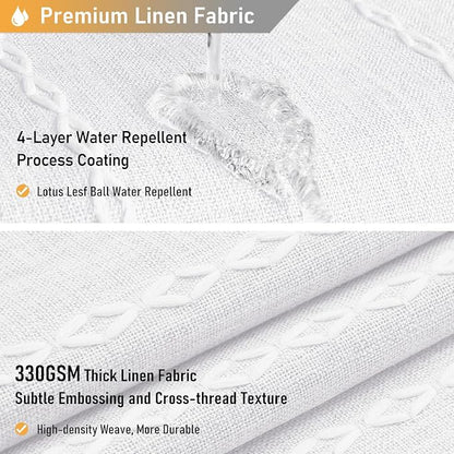 72 x 90 Boho Famrhouse Linen Heavy Duty Cloth Shower Curtain, 330GSM Linen Blend - Image 4