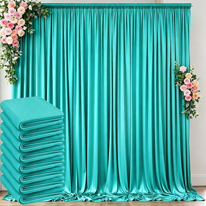 10 ft x 40 ft WWrinkle Free Turquoise Backdrop Curtain by Outpain